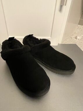 Koolubura Women’s Black Faux Suede Fur Lined Slippers - 1133080 - Sz 6